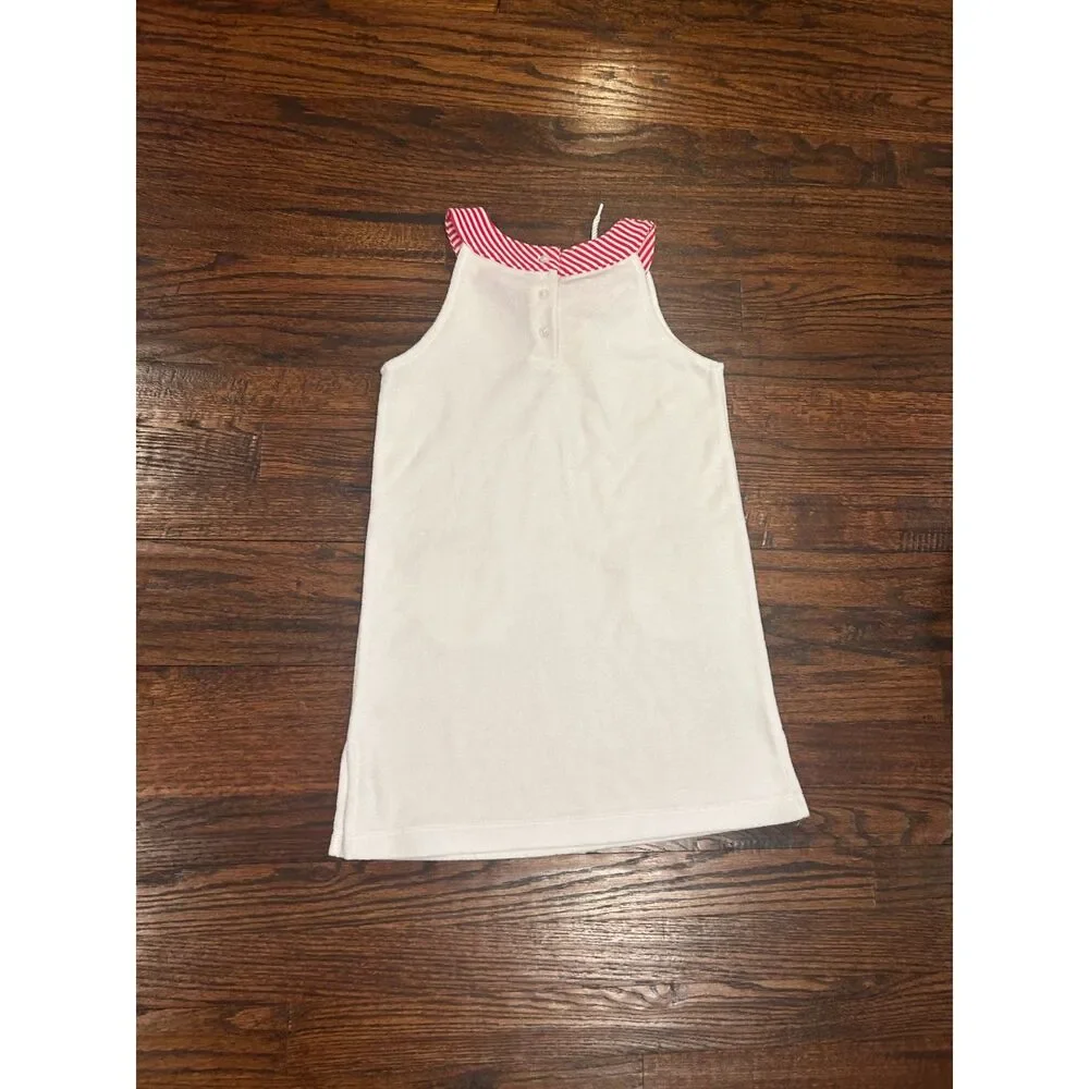 Janie and Jack girls red white striped cotton terry sailor  swim coverup size 6